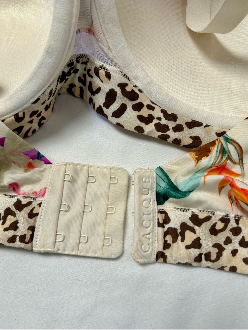 CACIQUE BALCONETTE BRA, SZ 44C, PLUS SIZE, TROPICAL FLORAL & LEOPARD PRINT - Picture 4 of 9